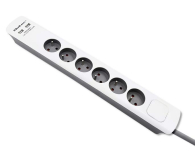QOLTEC antyprzepięciowa - 6 gniazd, 2x USB, 1.8m, biało-szara - 1122594 - zdjęcie 2